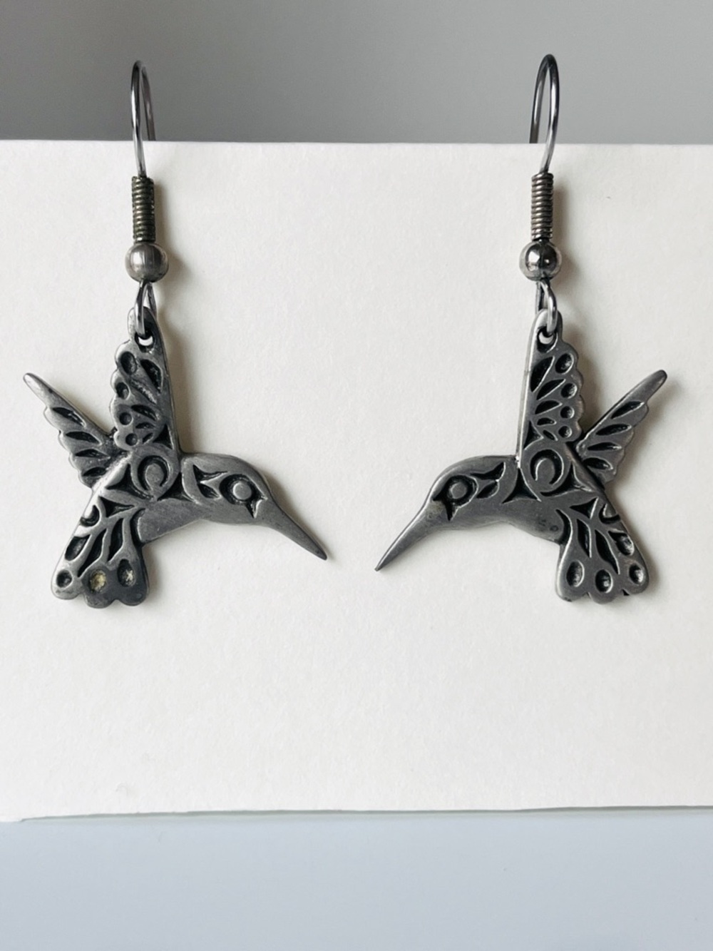 Pewter Hummingbird Earrings | Indigenous-Inspired | Nature Jewelry